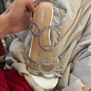 Maripe Silver Crystal Circle-Strap Sandals